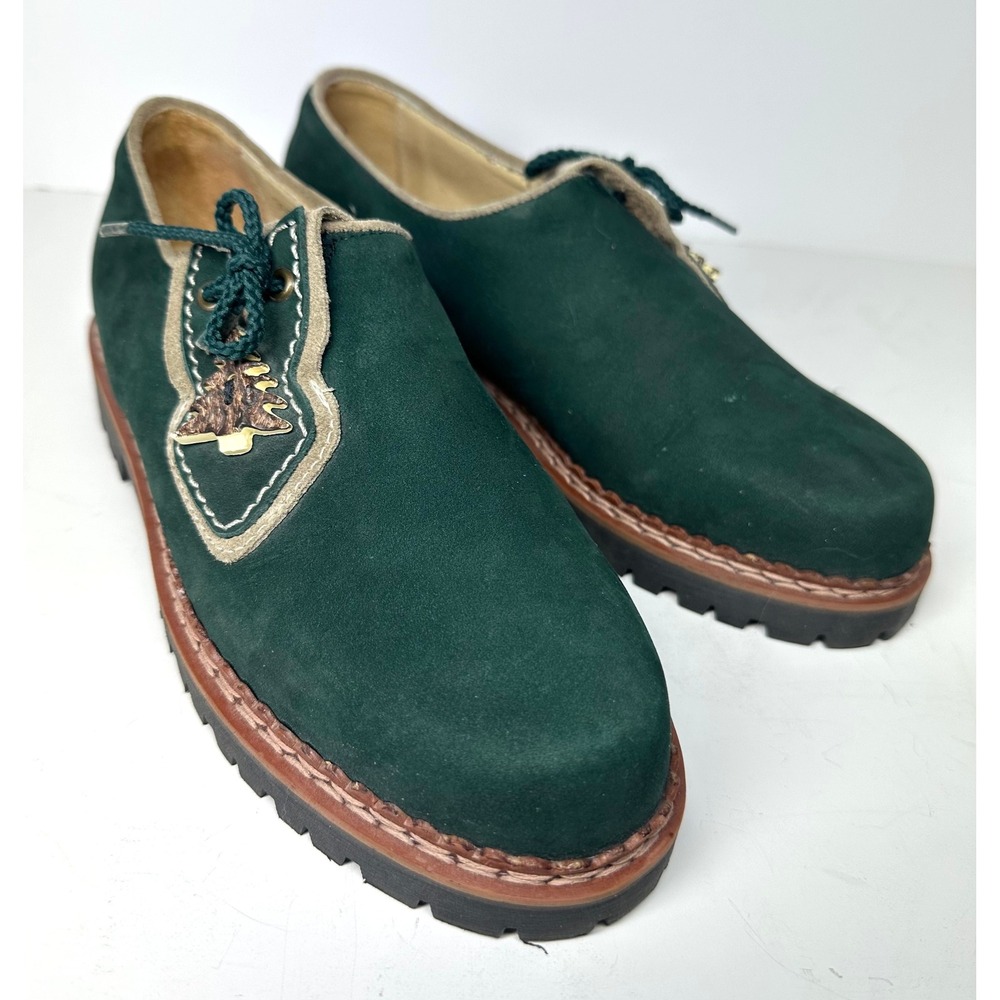 Almrausch Green Suede Tyrolean Shoes Austrian Haferlschuhe Women 6.5 US/4.5 UK